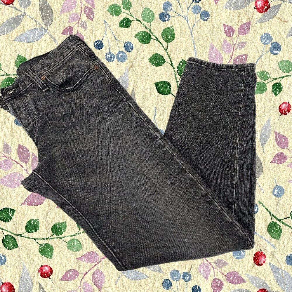 Levis 501 Jeans Button Fly 28"w 27.5"L Washed Black Denim Cotton Brass Rivited - Picture 1 of 16